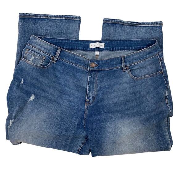 Lane Bryant Mid rise boyfriend Distressed Capri Jeans women's 18 - Picture 1 of 5